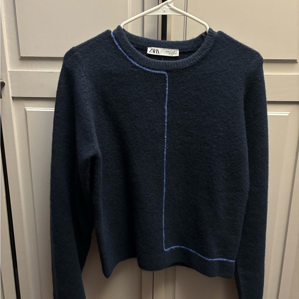 Zara Dark Blue Women's Crew Neck Sweater